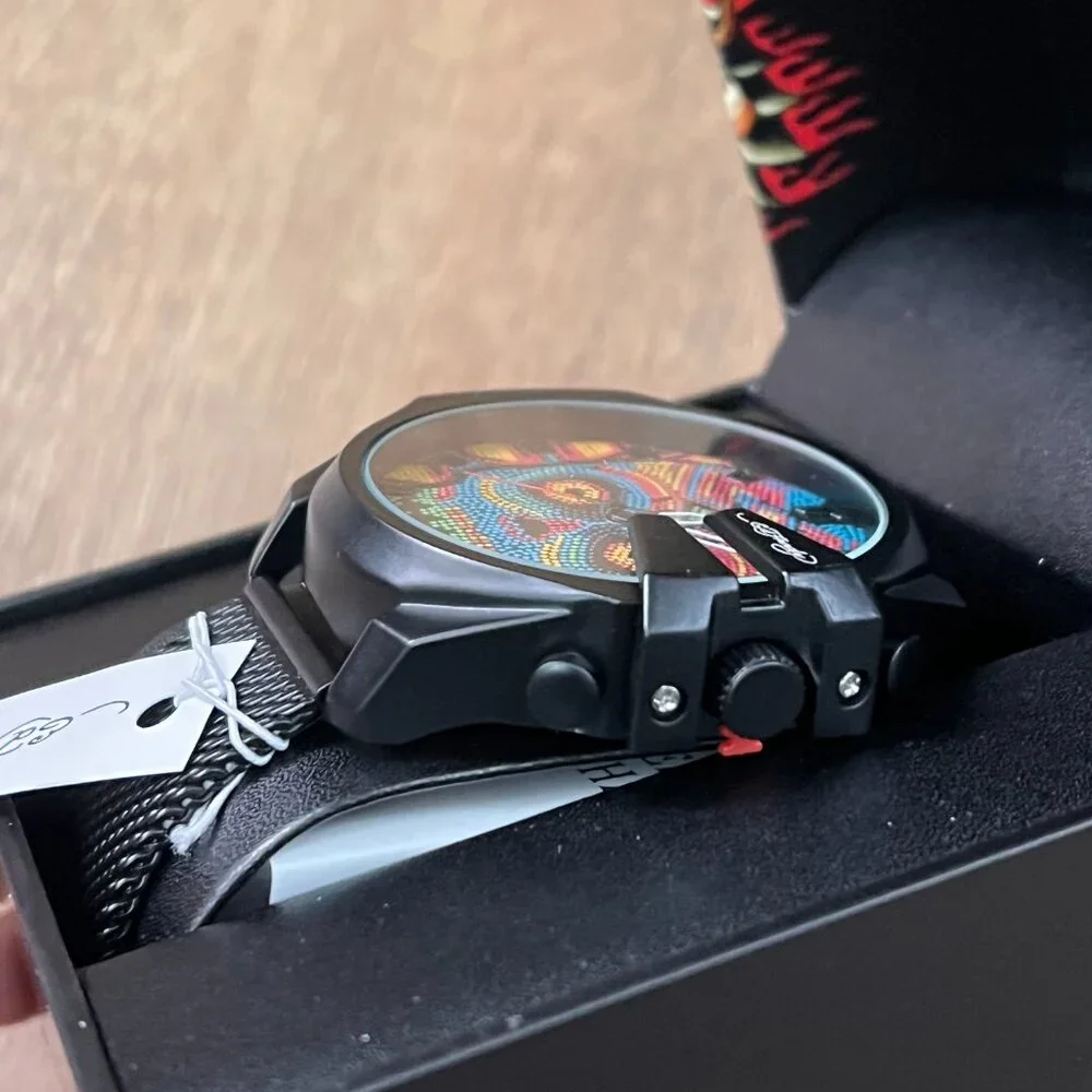 NEW Ed Hardy Colorful Skull Mens Watch